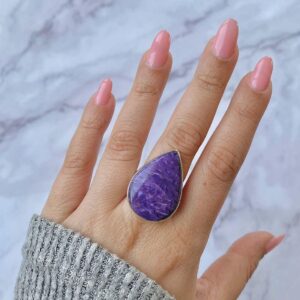 Charoite Adjustable Ring / 925 Sterling Silver / Healing Gemstone / Gifts for her / Pear Cab / Charoite Jewellery / Statement Ring CHR-R-48. Charoite Adjustable Ring / 925 Sterling Silver / Healing Gemstone / Gifts for her / Pear Cab / Charoite Jewellery / Statement Ring CHR-R-48.