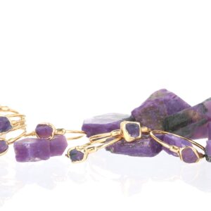 Dainty Raw Charoite Ring • 24k Gold Dipped, 14k Gold Filled Dainty Raw Charoite Ring • 24k Gold Dipped, 14k Gold Filled