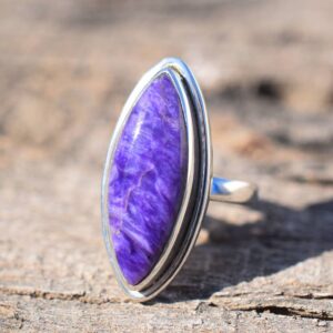 Charoite Gemstone Ring In 925 Sterling Silver, Purple Charoite Rings, Designer Statement Rings, Proposal Ring, Artisan Ring, Gift For Her Charoite Gemstone Ring In 925 Sterling Silver, Purple Charoite Rings, Designer Statement Rings, Proposal Ring, Artisan Ring, Gift For Her