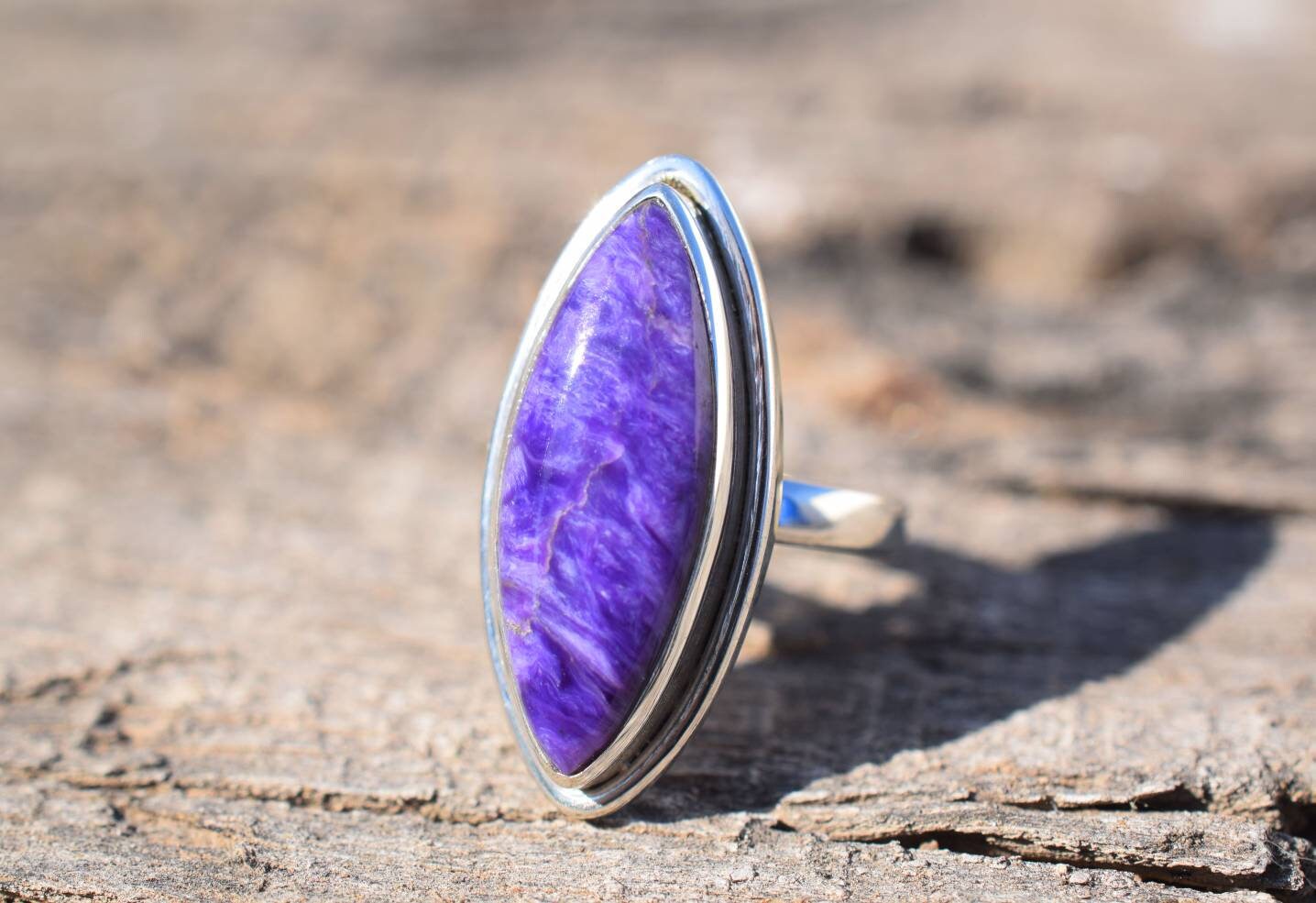 Charoite Gemstone Ring In 925 Sterling Silver, Purple Charoite Rings, Designer Statement Rings, Proposal Ring, Artisan Ring, Gift For Her