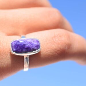 Charoite Gemstone Ring In 925 Sterling Silver, Purple Charoite Rings, Designer Statement Rings, Proposal Ring, Artisan Ring, Gift For Her Charoite Gemstone Ring In 925 Sterling Silver, Purple Charoite Rings, Designer Statement Rings, Proposal Ring, Artisan Ring, Gift For Her