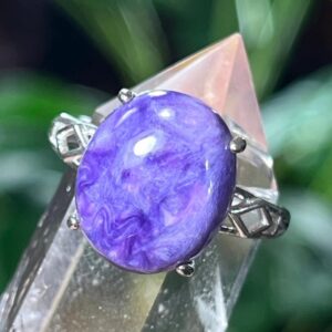 Genuine Charoite Ring , Charoite Crystal Ring , Gemstone Ring , 925 Sterling Ring R1