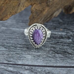 Handcrafted Sterling Silver Charoite Ring - Size 6 1 / 2 Handcrafted Sterling Silver Charoite Ring - Size 6 1 / 2
