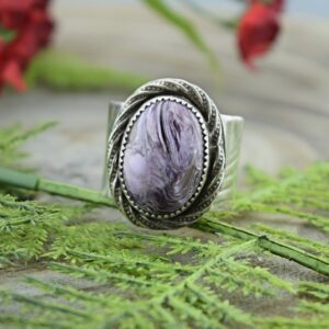 Handcrafted Sterling Silver Charoite Ring - Size 9 3 / 4 Handcrafted Sterling Silver Charoite Ring - Size 9 3 / 4