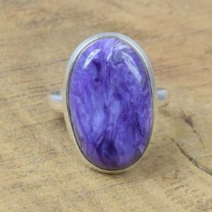 Handmade Purple Charoite Sterling Silver Ring: Oval Gemstone