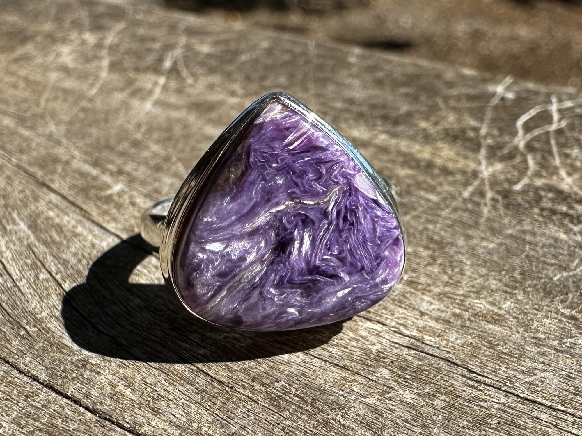 Charoite Healing Stone Ring, 925 Silver, Size 7.5, With Positive Healing Energy!