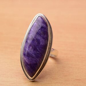 Large Charoite Gemstone Ring In 925 Sterling Silver, Purple Charoite Rings, Designer Statement Rings, Proposal Ring, Artisan Ring, Gift Large Charoite Gemstone Ring In 925 Sterling Silver, Purple Charoite Rings, Designer Statement Rings, Proposal Ring, Artisan Ring, Gift