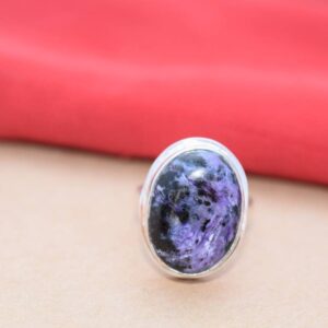 Natural Charoite Gemstone Ring In 925 Sterling Silver, Purple Charoite Rings, Designer Statement Rings, Proposal Ring, Artisan Ring, Gift Natural Charoite Gemstone Ring In 925 Sterling Silver, Purple Charoite Rings, Designer Statement Rings, Proposal Ring, Artisan Ring, Gift