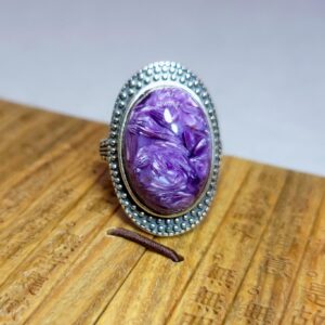 Natural Purple Charoite Ring, High Quality Charoite with best looking swirls patterns, 天然紫龙晶纯银戒指
