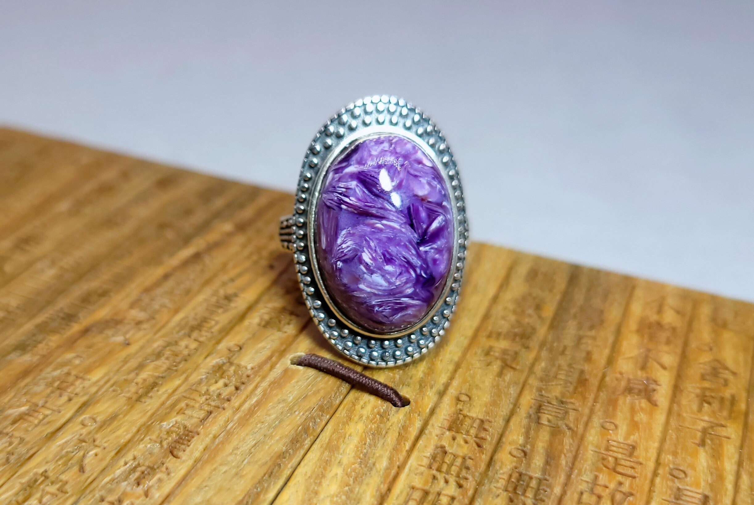 Natural Purple Charoite Ring, High Quality Charoite With Best Looking Swirls Patterns, 天然紫龙晶纯银戒指 Natural Purple Charoite Ring, High Quality Charoite With Best Looking Swirls Patterns, 天然紫龙晶纯银戒指
