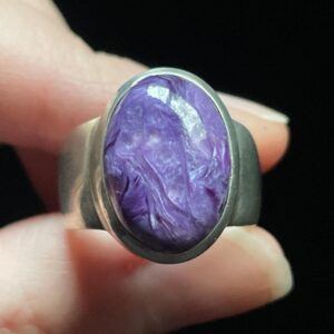 Natural Charoite Ring, Size 8.5 USA, Handmade with Solid Sterling Silver, Beautiful Purple Perfect Gift!
