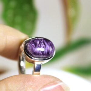Oval Charoite Ring: 925 Sterling Silver, Size 8.5-9 Oval Charoite Ring: 925 Sterling Silver, Size 8.5-9