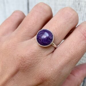Solitaire Luminescent Purple Charoite Sterling Silver Ring , Purple Gemstone , Charoite Ring , Boho , Elegant Ring , Silver Ring