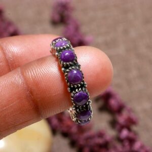 Sparkling Charoite Ring: Sterling Silver Purple Gemstone Statement Jewelry