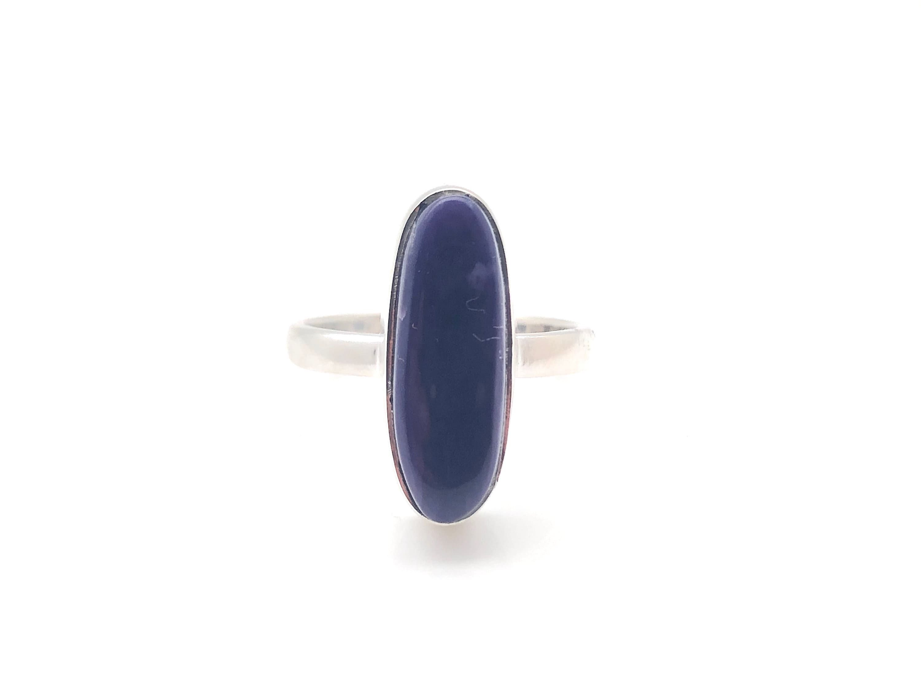 Sterling Silver Charoite Ring, Size 8, Russian Stone