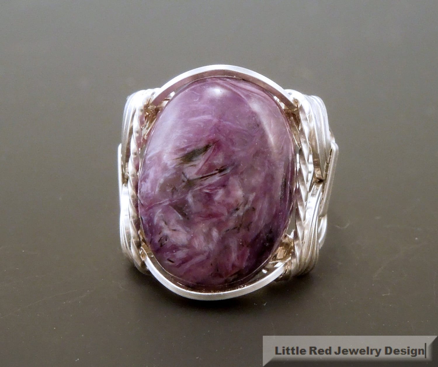 Sterling Silver Wire Wrapped Russian Charoite Ring