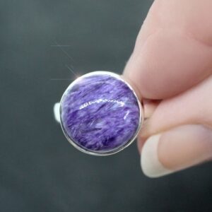 Twilight Mist- Genuine Charoite Sterling Silver Ring - Size 6