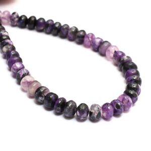 6mm-7mm Natural Russian Charoite Gemstone Smooth Rondelle Loose Beads | 8inch Strand 6mm-7mm Natural Russian Charoite Gemstone Smooth Rondelle Loose Beads | 8inch Strand