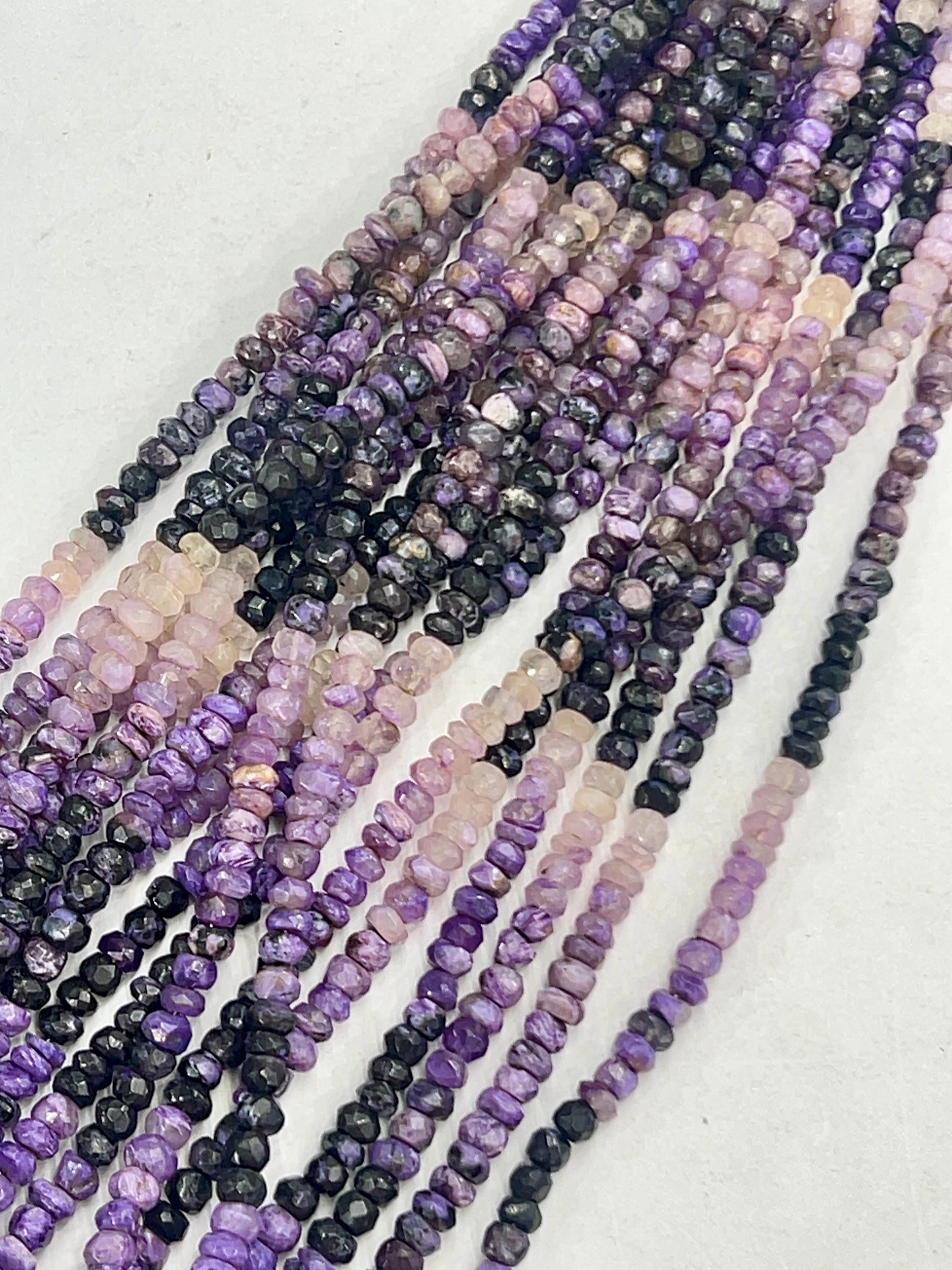 Aaa Charoite Rondelle Beads: 15" Natural Purple Gemstone Strand Aaa Charoite Rondelle Beads: 15" Natural Purple Gemstone Strand