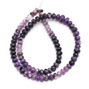 Russian Charoite 6mm-9mm Smooth Rondelle Loose Beads | 16inch Strand | Natural Multi Charoite Semi Precious Gemstone Beads For Jewelry Russian Charoite 6mm-9mm Smooth Rondelle Loose Beads | 16inch Strand | Natural Multi Charoite Semi Precious Gemstone Beads For Jewelry