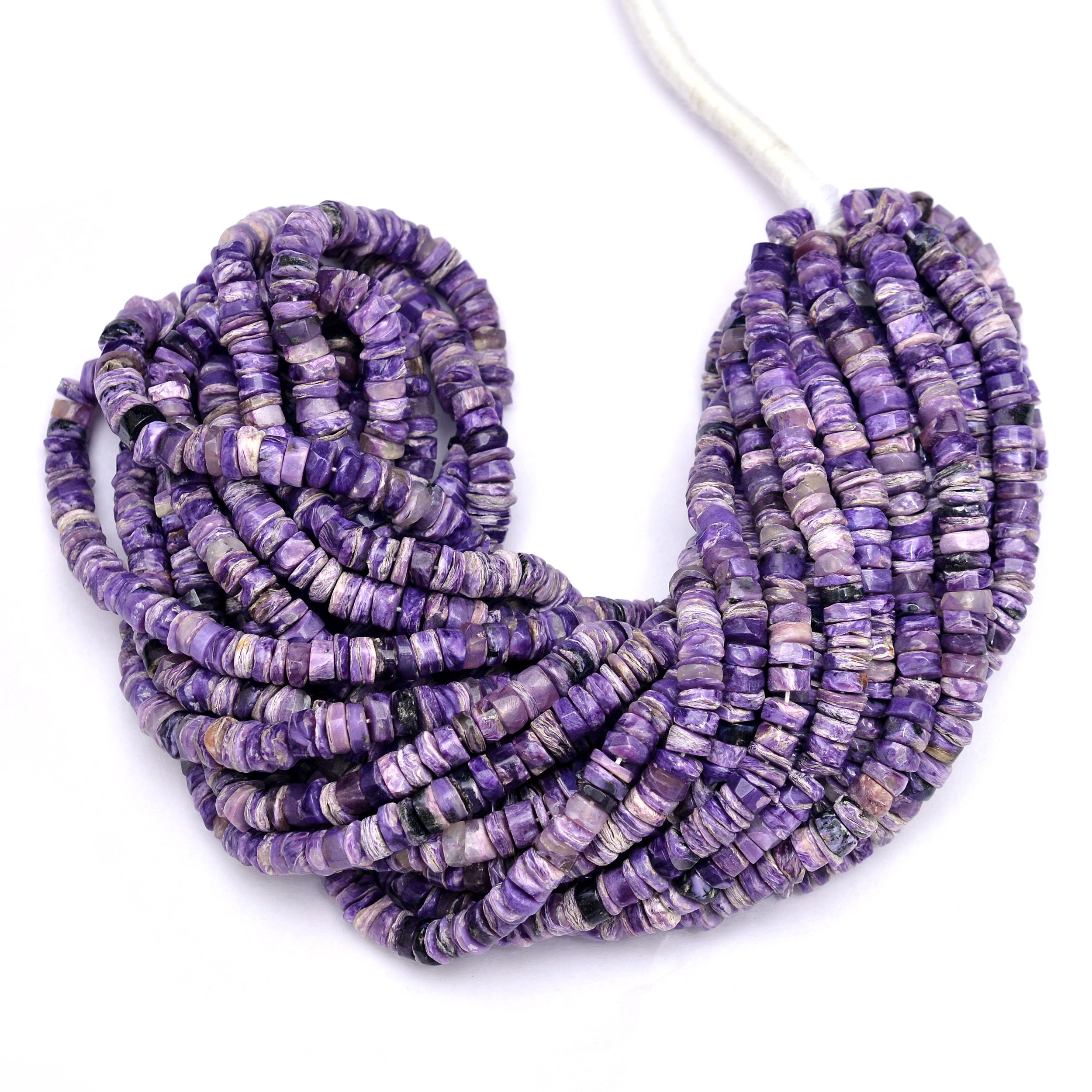 Russian Charoite Gemstone 5mm-6mm Smooth Heishi Spacer Loose Beads | 16inch Strand | Natural Charoite Semi Precious Gemstone Tyre Rondelle Russian Charoite Gemstone 5mm-6mm Smooth Heishi Spacer Loose Beads | 16inch Strand | Natural Charoite Semi Precious Gemstone Tyre Rondelle