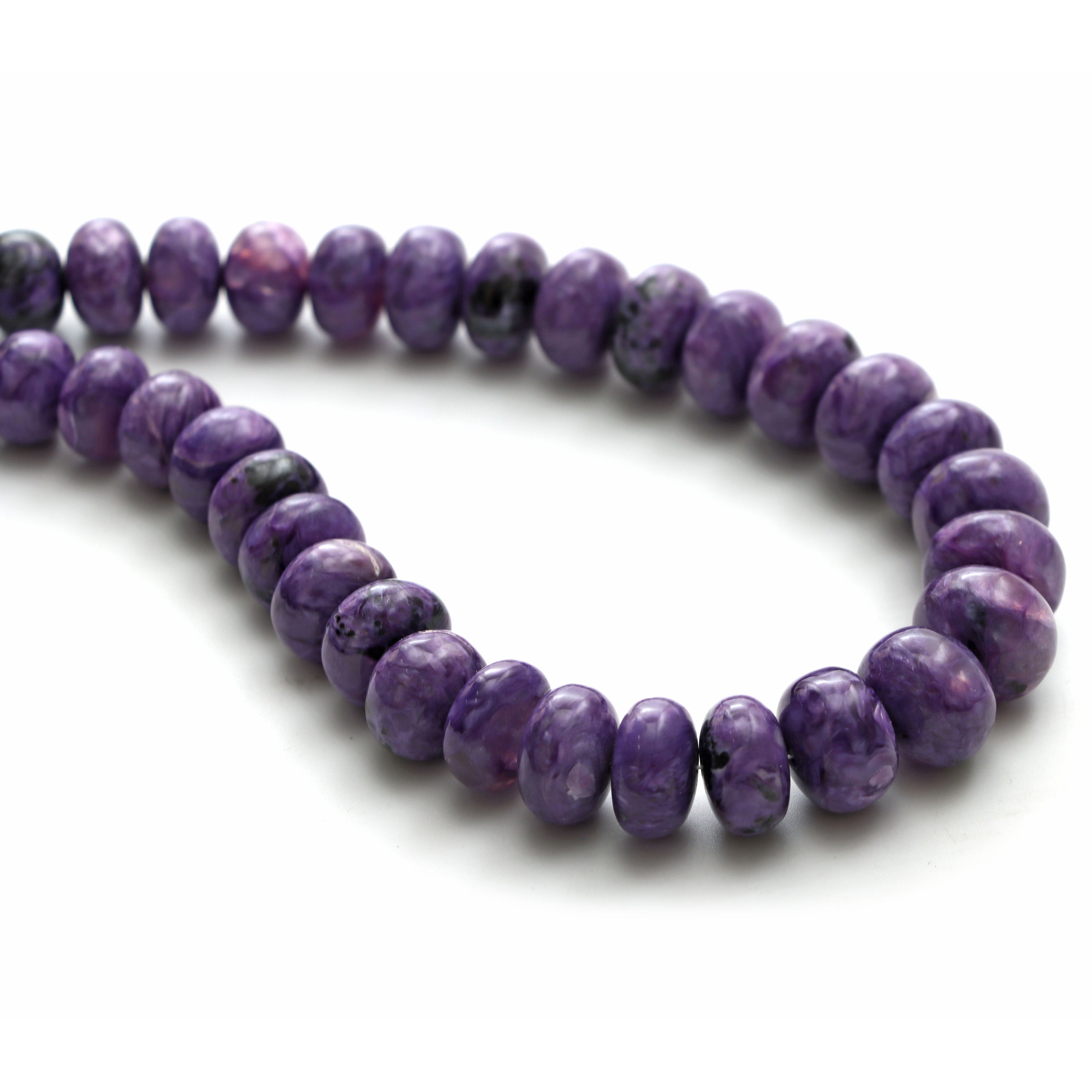 Charoite Smooth Rondelle Beads, 7 Mm To 14 Mm, Plain Charoite Beads, Charoite Jewelry Making Beads, 20 Inches Full Strand, Price Per Strand