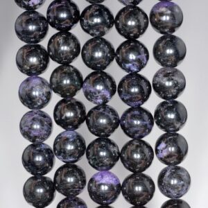 12mm Black Genuine Charoite Gemstone Round Loose Beads 15.5 inch Full Strand (80000606-249)