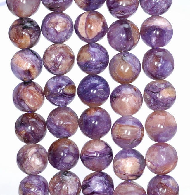 12mm Genuine Charoite Gemstone Grade A Purple Brown Round Loose Beads 7.5 Inch Half Strand (80004770-460)