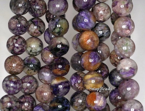 13mm Genuine Charoite Gemstone Ab Purple Round 13mm Loose Beads 7.5 Inch Half Strand (90144674-250)