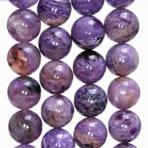 14MM  Genuine Charoite Gemstone Grade A Round Loose Beads 8 inch Half Strand (80004120-A175)