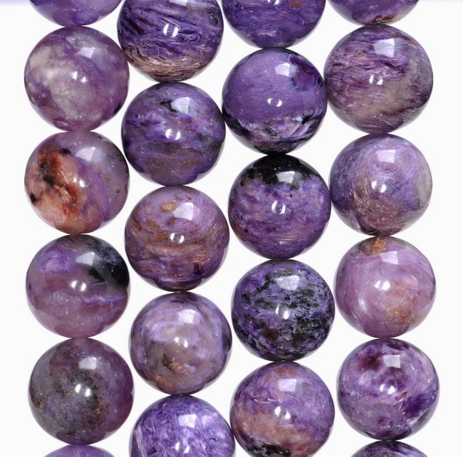 14mm Genuine Charoite Gemstone Grade A Round Loose Beads 8 Inch Half Strand (80004120-a175)
