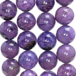 14MM  Genuine Charoite Gemstone Grade AAA Round Loose Beads 8 inch Half Strand (80004117-A175)