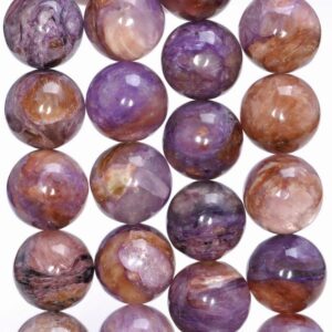 14MM  Genuine Charoite Gemstone Grade AA Round Loose Beads 8 inch Half Strand (80004124-A175)