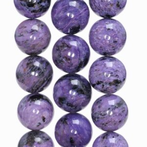 14MM  Genuine Charoite Gemstone Grade AA Round Loose Beads 8 inch Half Strand (80004119-A175)