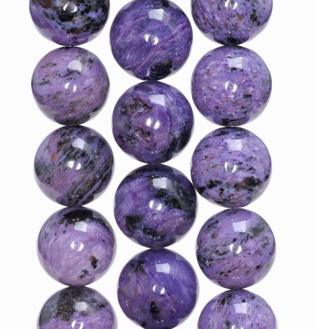 14mm  Genuine Charoite Gemstone Grade Aa Round Loose Beads 8 Inch Half Strand (80004119-a175)