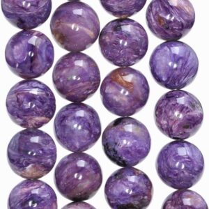 14MM  Genuine Charoite Gemstone Grade AAA Round Loose Beads 8 inch Half Strand (80004118-A175)