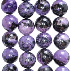 14MM  Genuine Charoite Gemstone Grade A Round Loose Beads 8 inch Half Strand (80004122-A175)