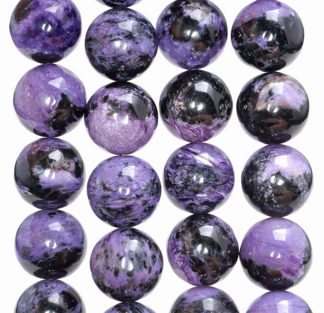 14mm Genuine Charoite Gemstone Grade A Round Loose Beads 8 Inch Half Strand (80004122-a175)