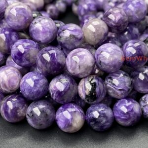 15.5" Aa 10mm Natural Charoite Gemstone Round Beads, Purple Diy Beads For Jewelry Making
