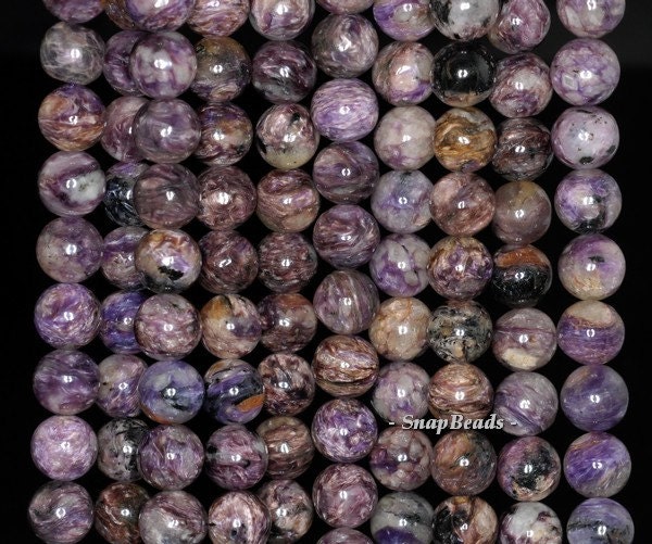 9mm Genuine Charoite Gemstone A Purple Round 9mm Loose Beads 7.5 Inch Half Strand (90144682-249)