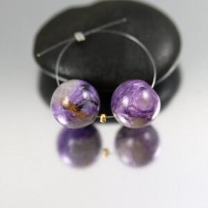 Charoite Round Beads - 12mm - Pair Or 5 Inches Charoite Round Beads - 12mm - Pair Or 5 Inches