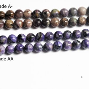 Natural Charoite round beads 8mm. Genuine Purple round Gemstone beads. Natural Healing stone beads  8''