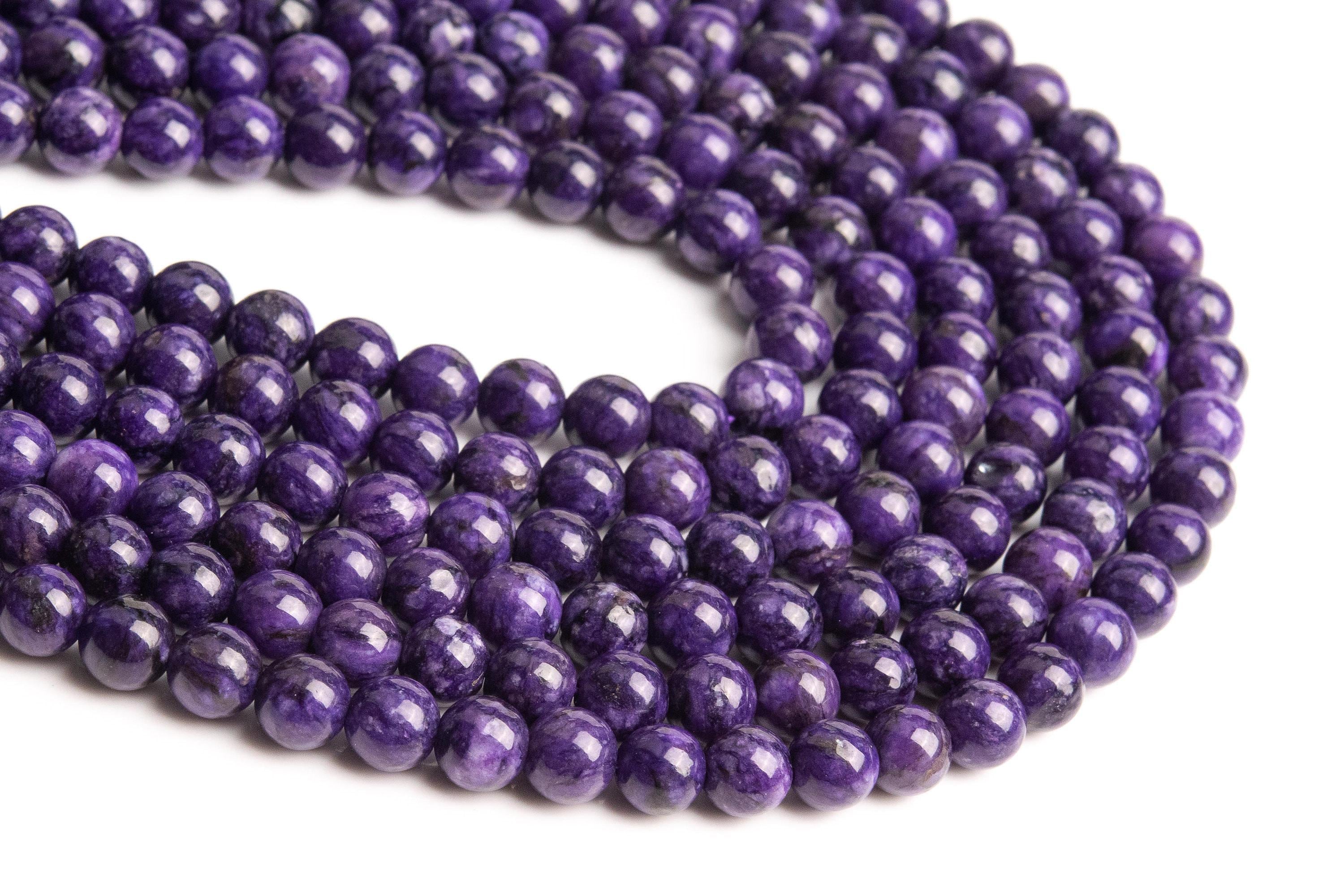 Deep Purple Treated Charoite Loose Beads Grade A Round Shape 4mm 6mm 8mm 10mm