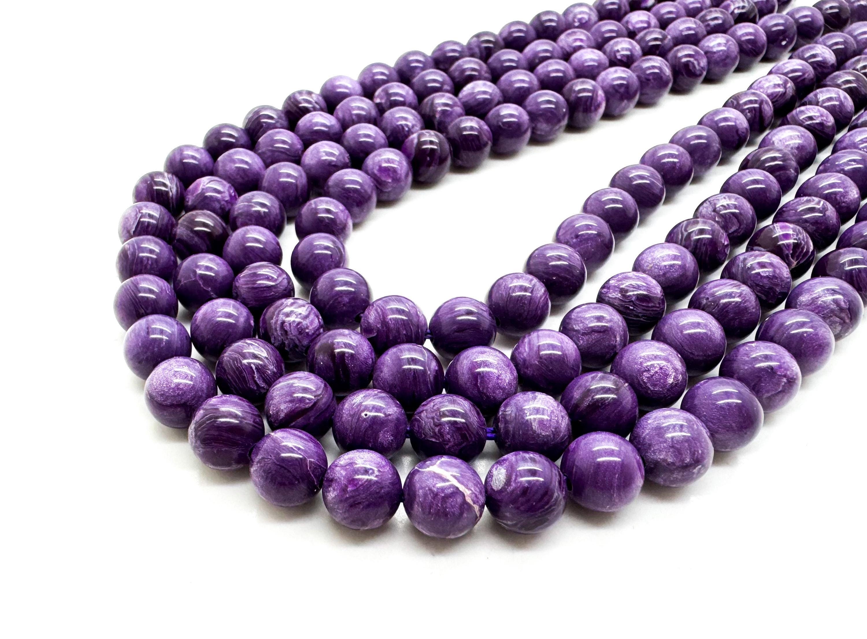 Dyed Purple Charoite Beads: Smooth Round Gemstone Spheres Beads - Pg132 Dyed Purple Charoite Beads: Smooth Round Gemstone Spheres Beads - Pg132