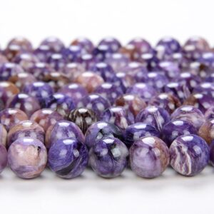 Genuine Charoite Gemstone Grade A Purple 8mm 9mm 10mm 11mm 12mm 13mm 14mm 15mm 16mm 17mm Round Loose Beads 7.5 Inch Half Strand (197)