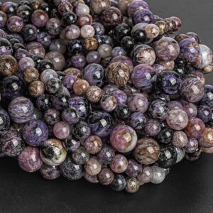 Genuine Natural Charoite Gemstone Beads 7MM 8MM 10MM Purple Black Brown Round A+ Quality Loose Beads