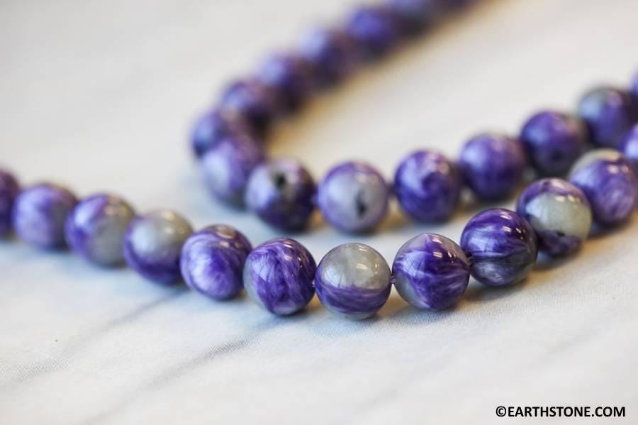 Charoite 8-10mm Round Beads 16" Strand Size Varies Charoite 8-10mm Round Beads 16" Strand Size Varies