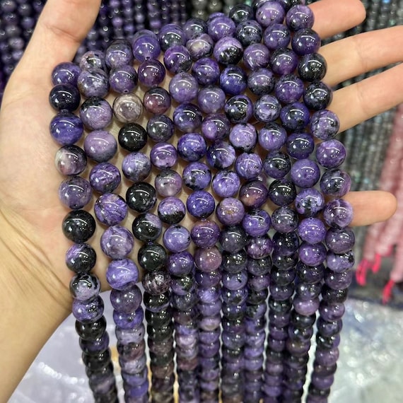Natural Aaaaa Genuine Charoite Round Beads,6mm 8mm 10mm 12mm Charoite Beads Wholesale Supply,one Strand 15"
