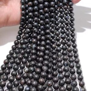 Natural Genuine Black Charoite Smooth Round Beads, Charoite Beads Wholesale Bulk Supply,15 Inch Per Strand