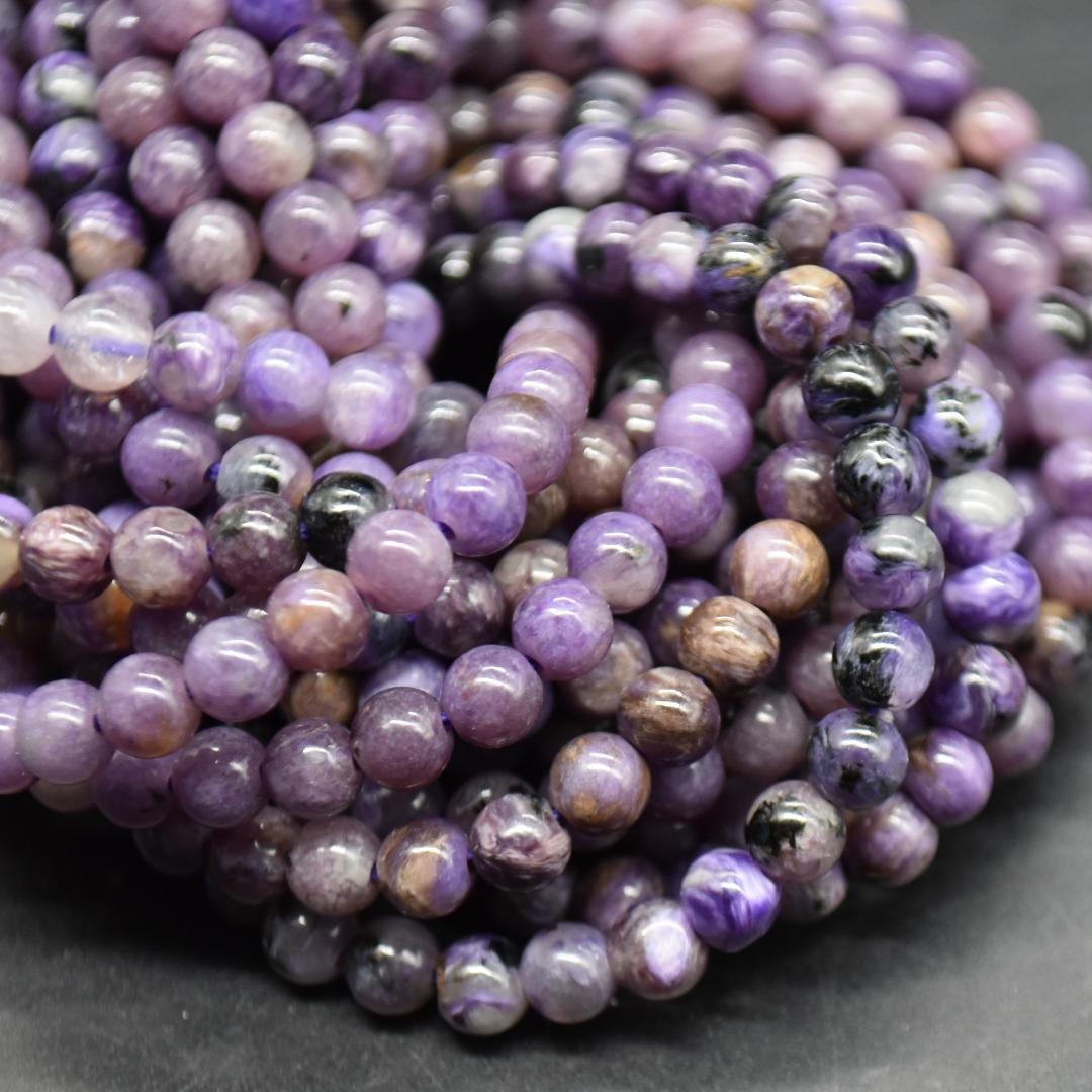 Charoite (purple) Round Beads - 4.8mm - 5mm - 15" Strand - Natural Gemstone Beads For Jewellery Making | Crystal Beads